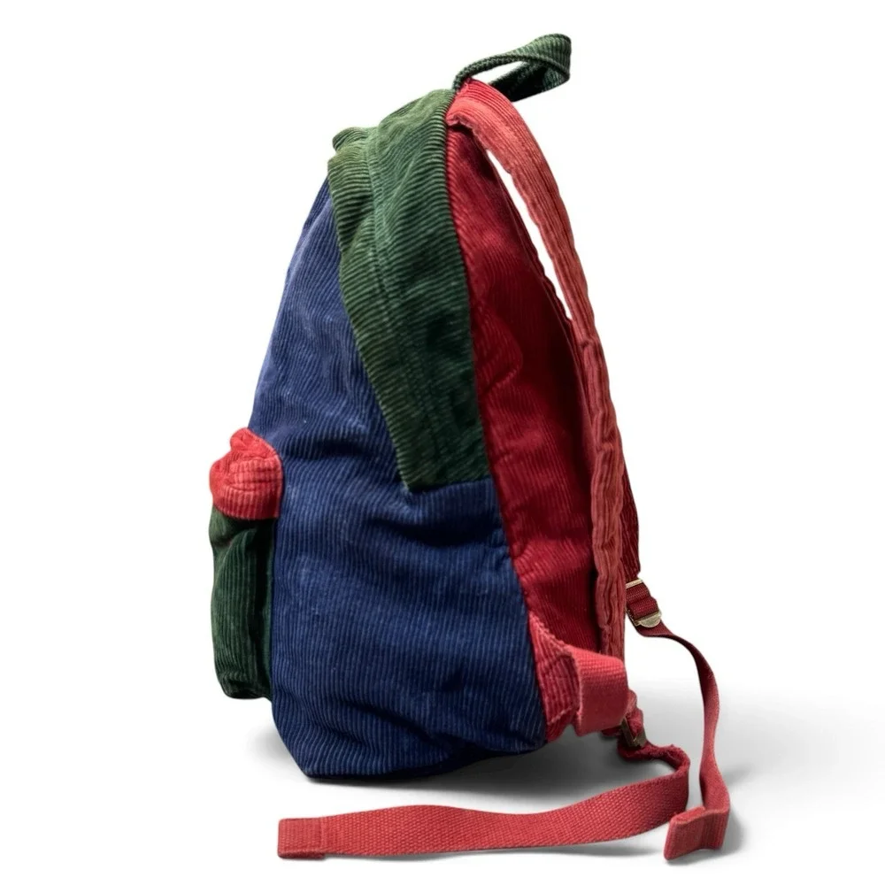 Polo Ralph Lauren Corduroy Colorblock Backpack Blue Red Green Laptop Travel Bag